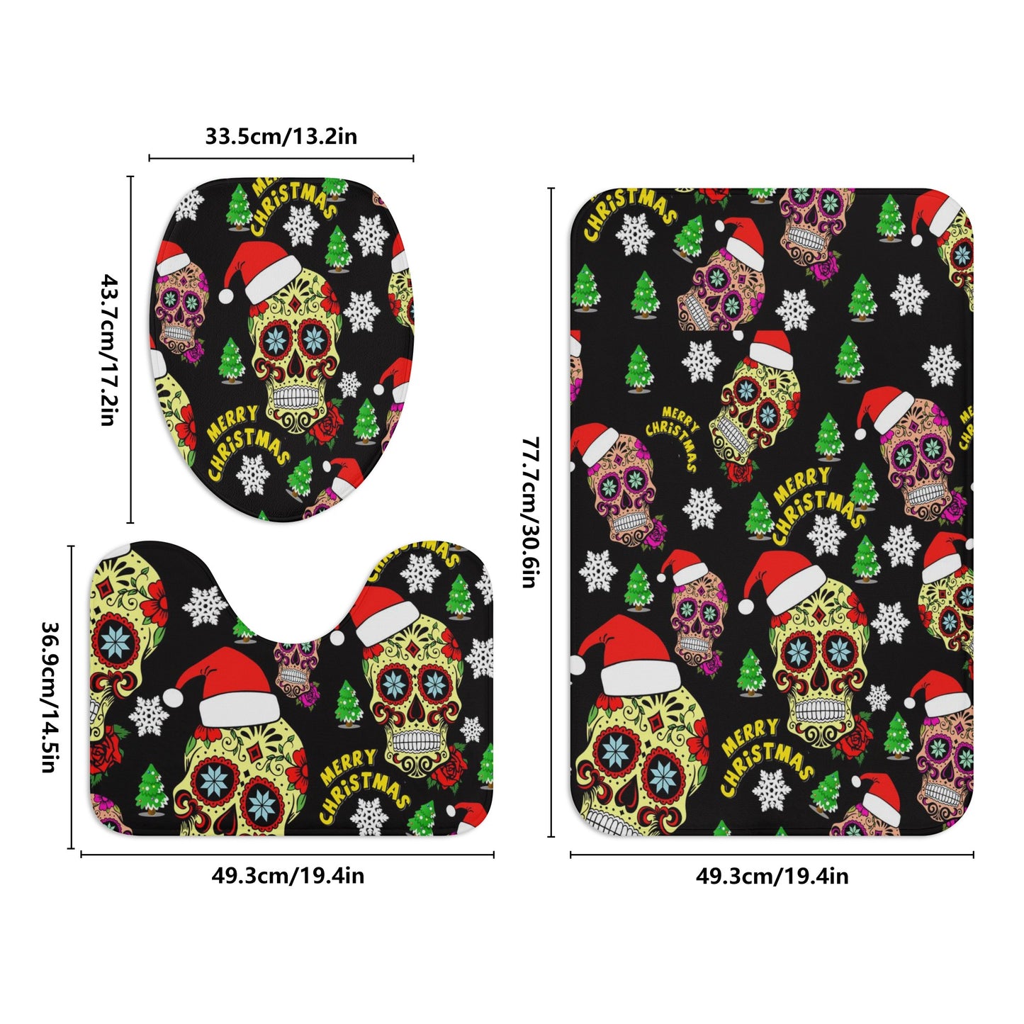 Sugar skull day of the dead bath rugs