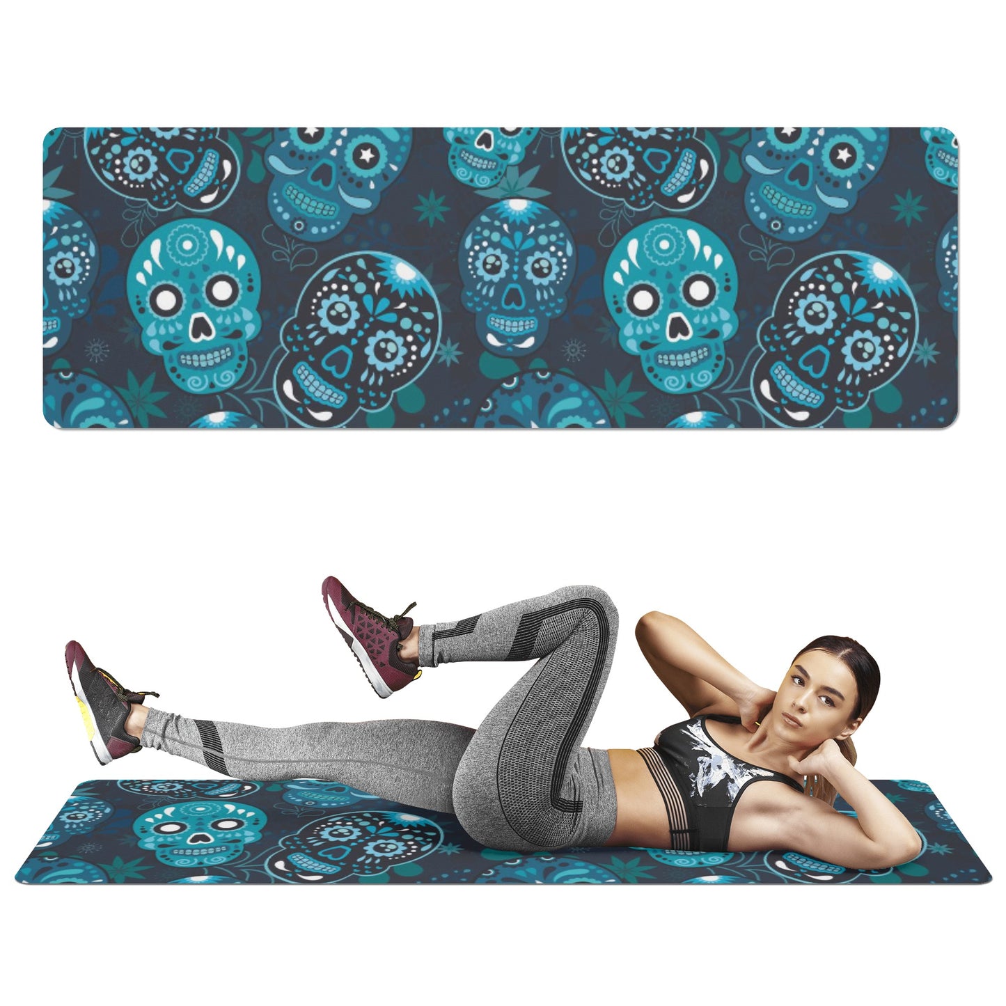 Day of the dead sugar skull pattern Rubber Yoga Mat