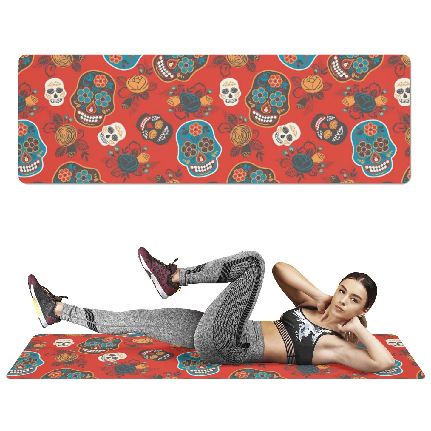 Day of the dead sugar skull pattern Rubber Yoga Mat