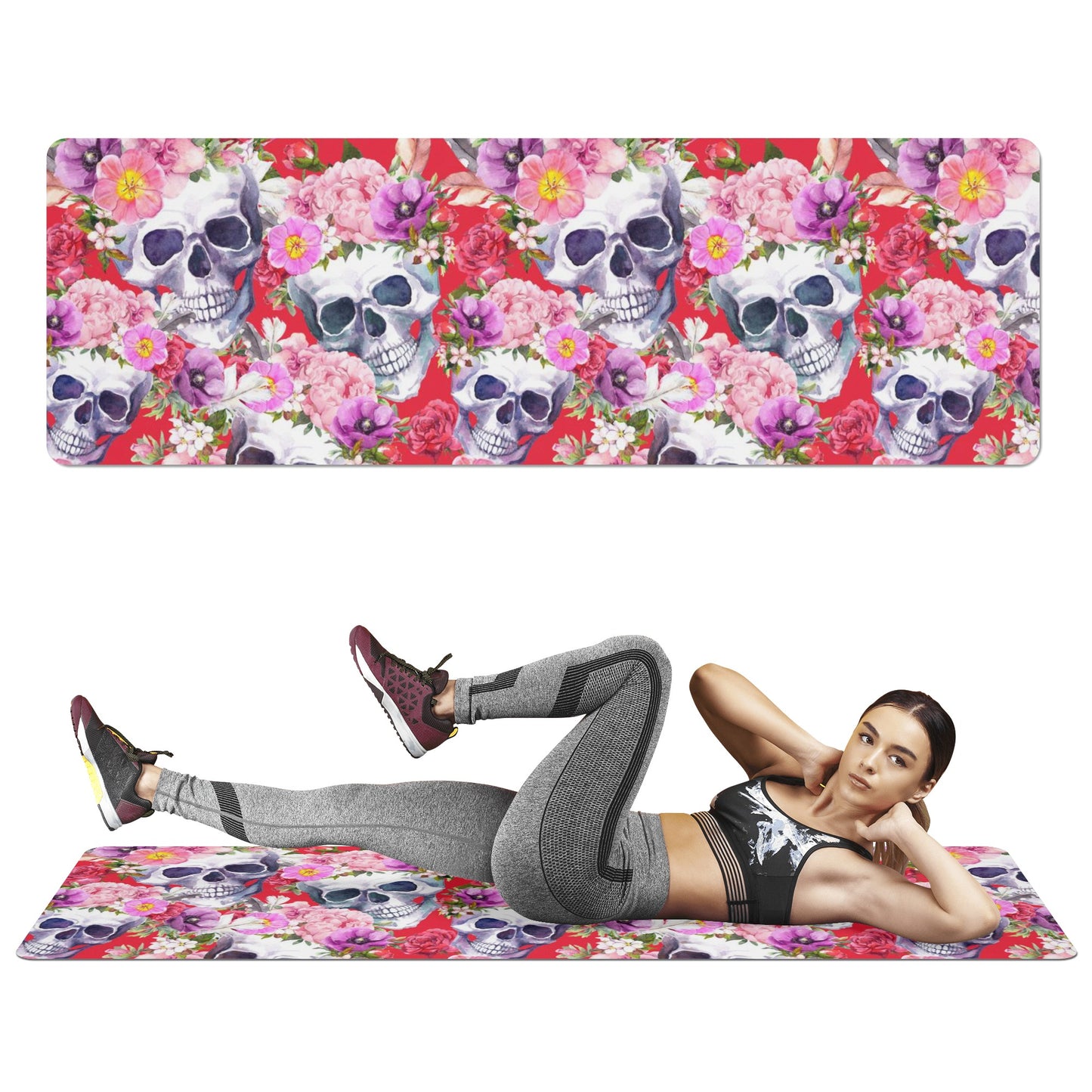 Day of the dead sugar skull pattern Rubber Yoga Mat