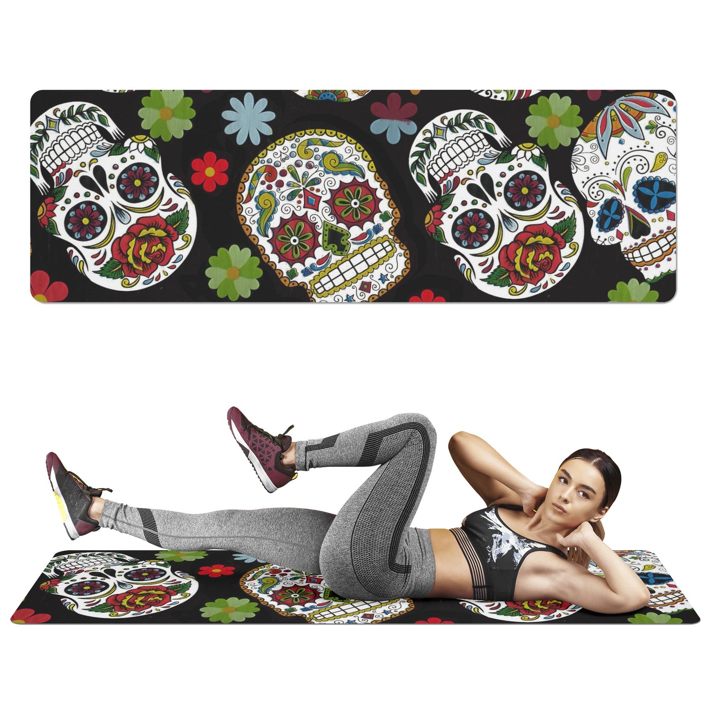 Day of the dead sugar skull pattern Rubber Yoga Mat