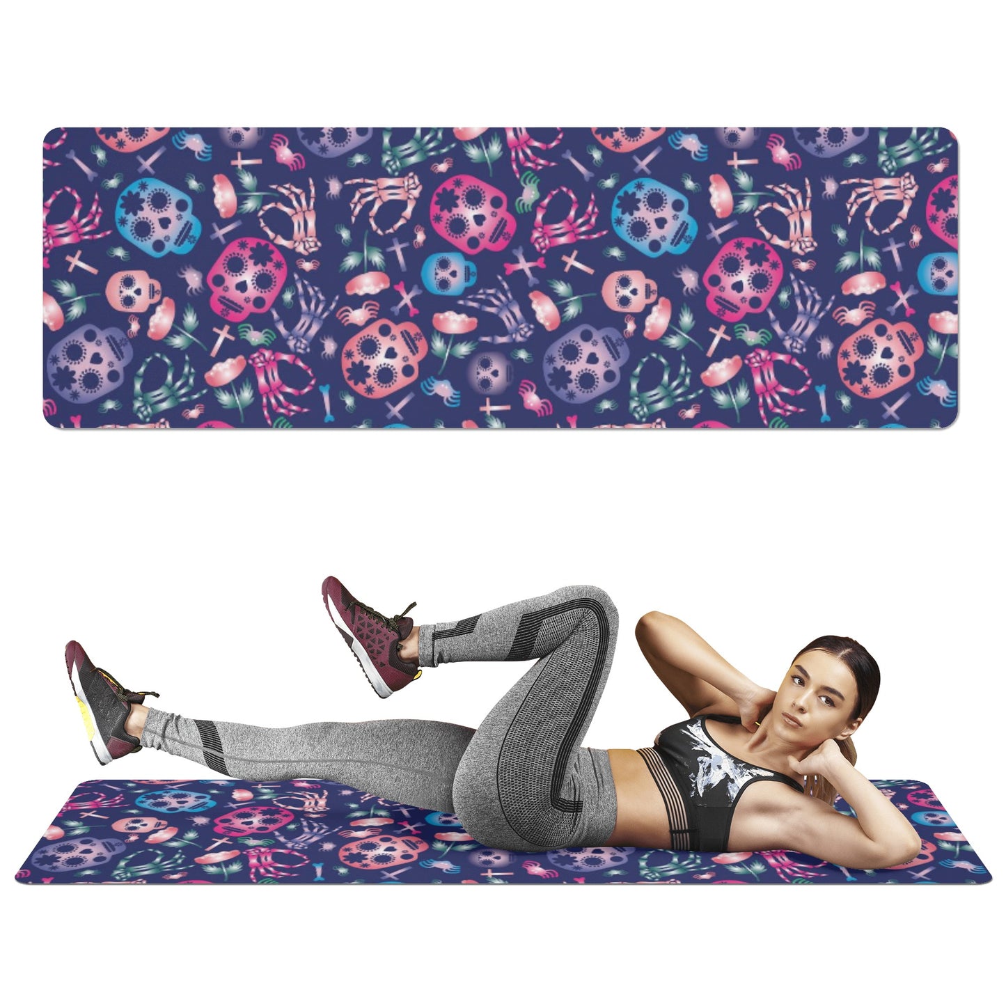 Day of the dead sugar skull pattern Rubber Yoga Mat