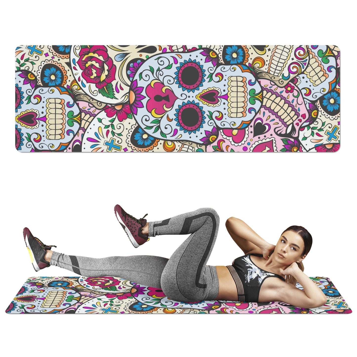 Day of the dead sugar skull pattern Rubber Yoga Mat