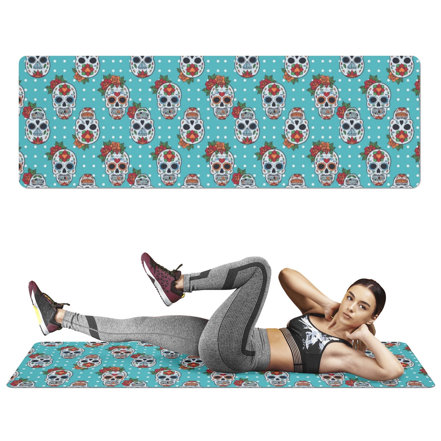 Day of the dead sugar skull pattern Rubber Yoga Mat