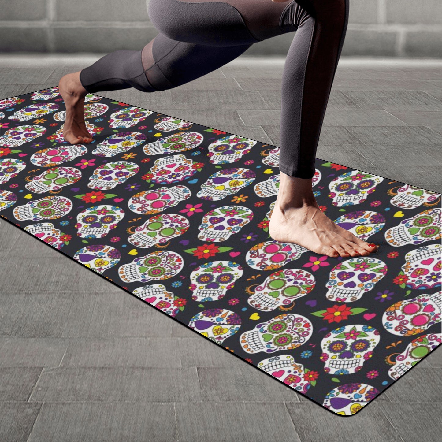 Day of the dead sugar skull pattern Rubber Yoga Mat