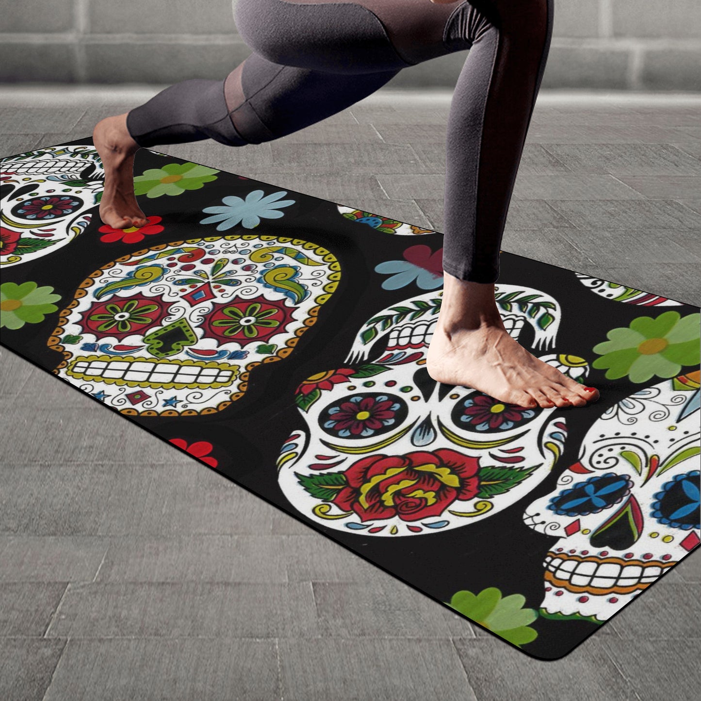 Day of the dead sugar skull pattern Rubber Yoga Mat