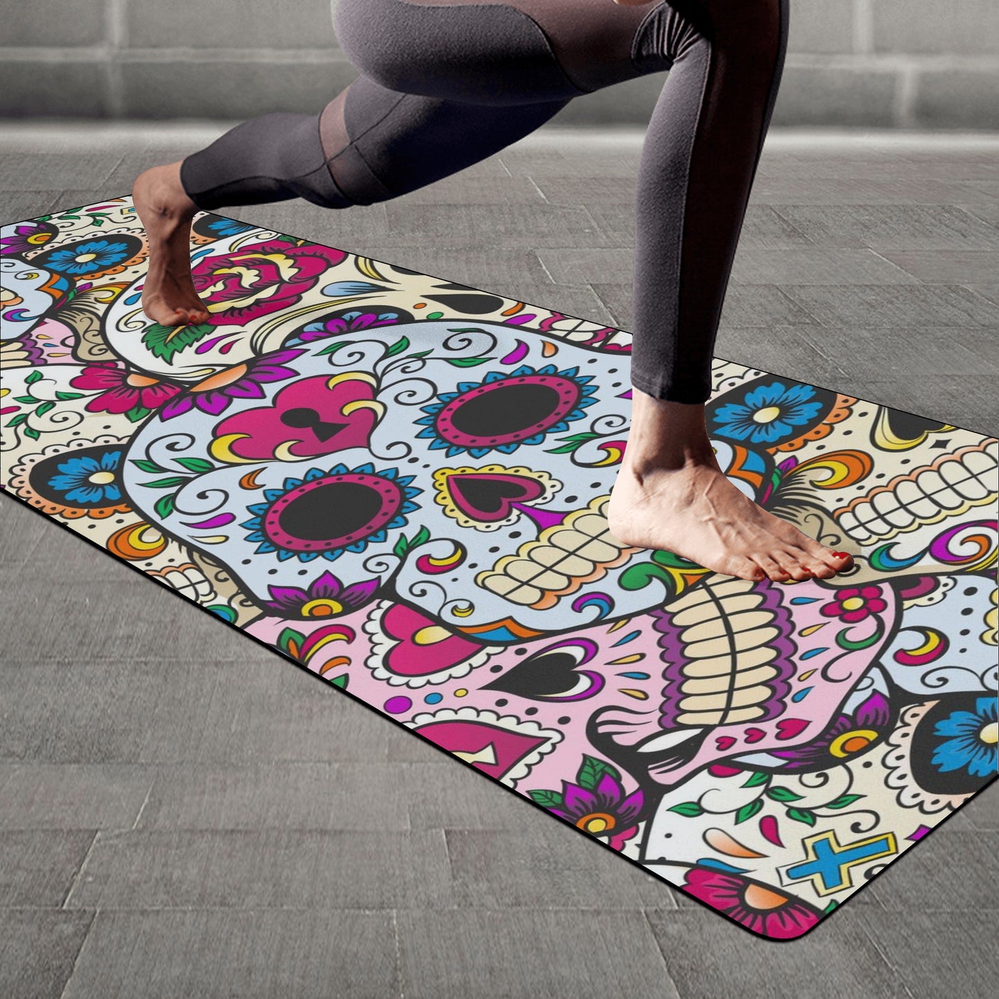 Day of the dead sugar skull pattern Rubber Yoga Mat