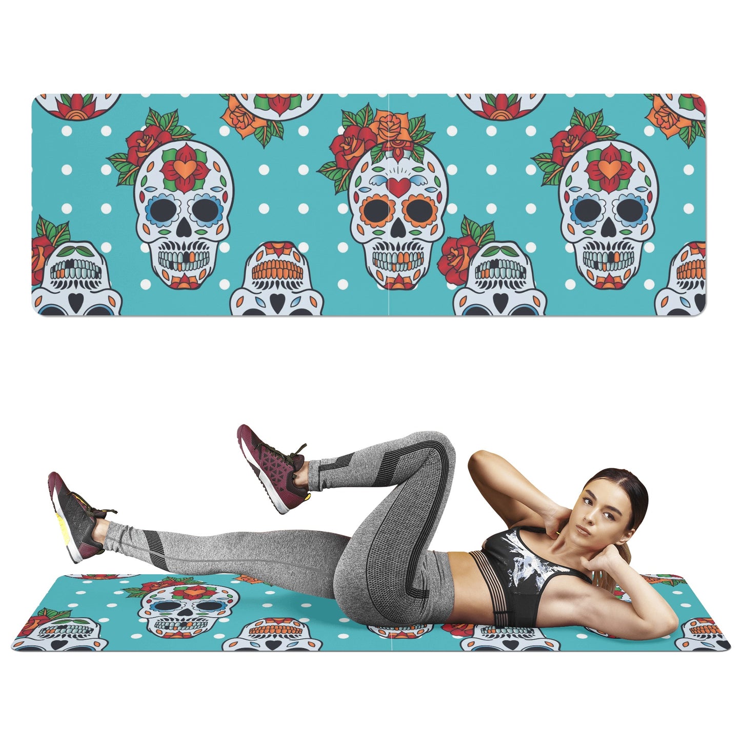 Sugar skull day of the dead Rubber Yoga Mat