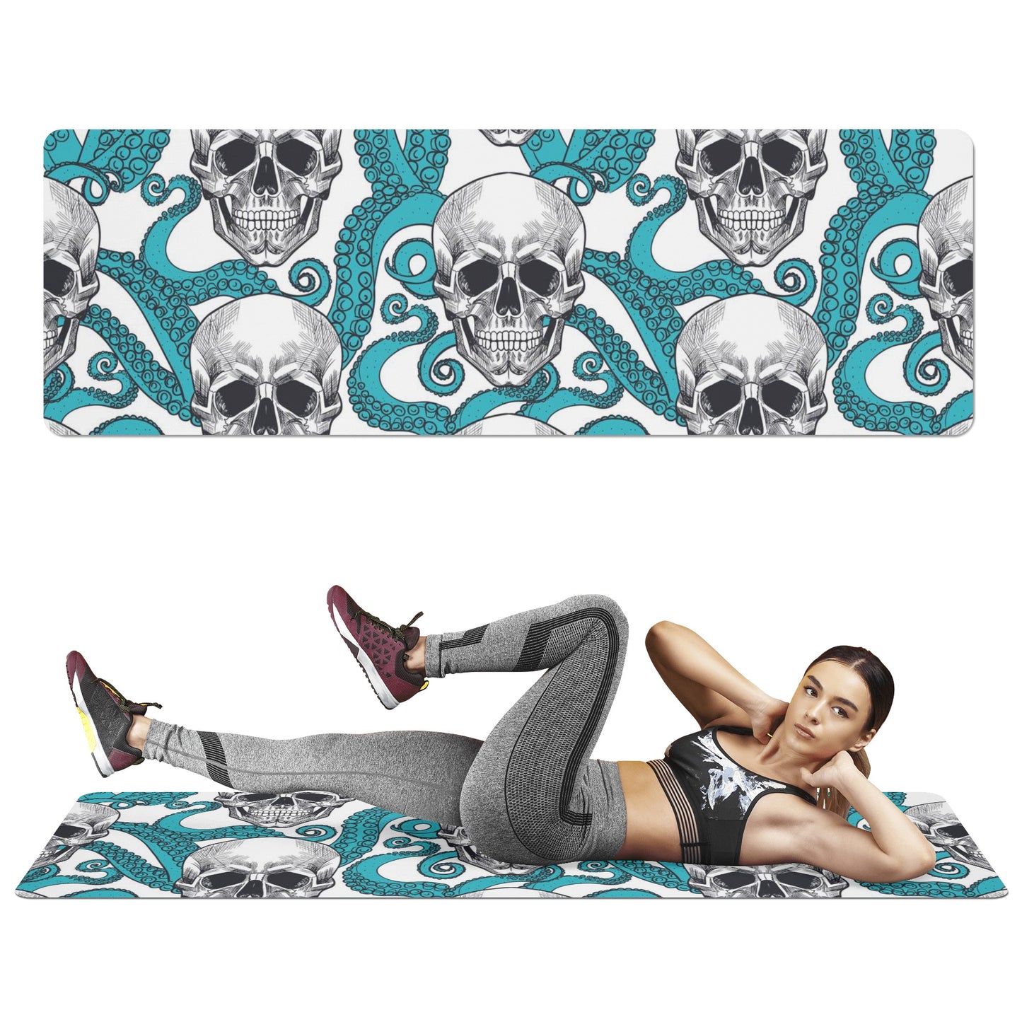 Sugar skull day of the dead Rubber Yoga Mat