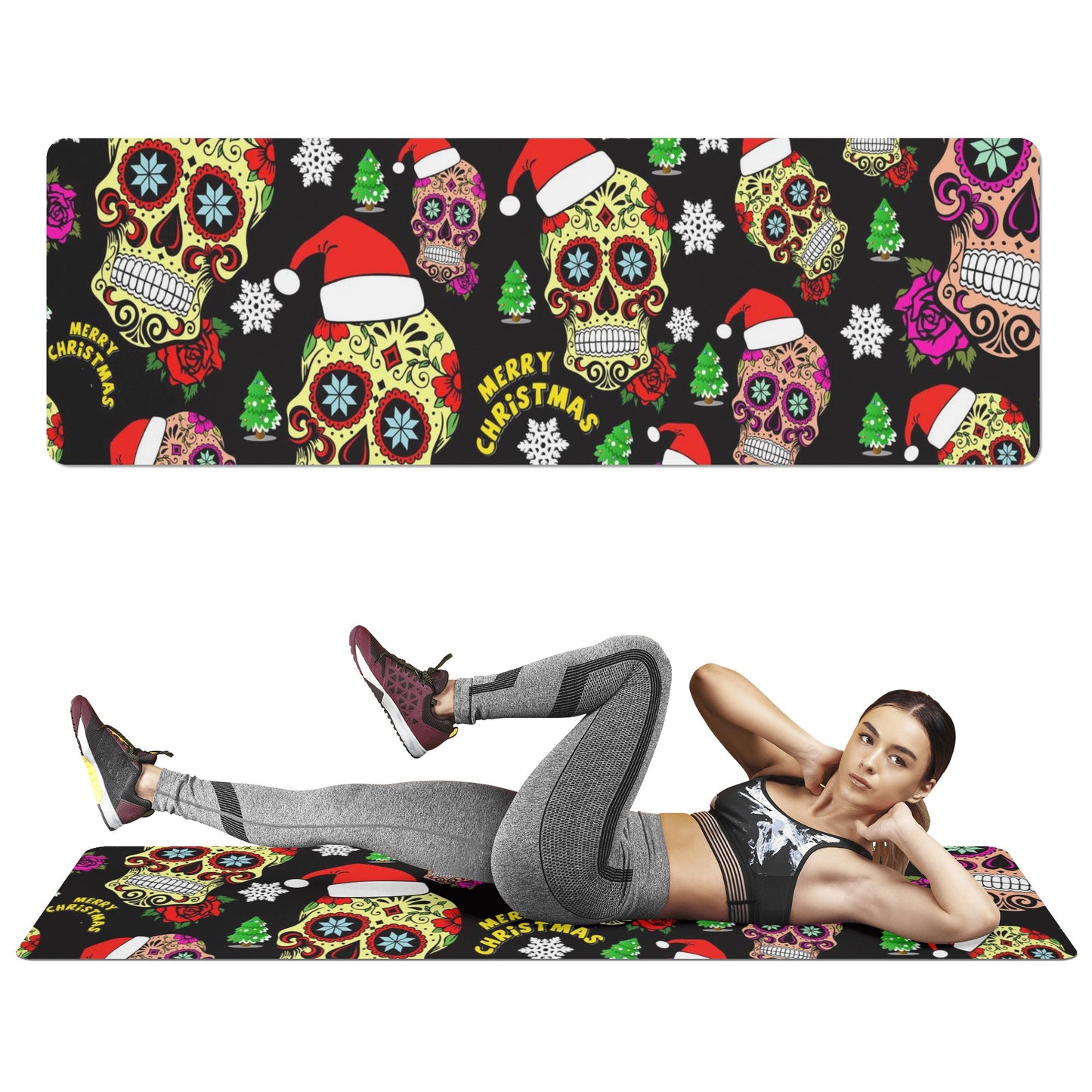 Sugar skull day of the dead Rubber Yoga Mat