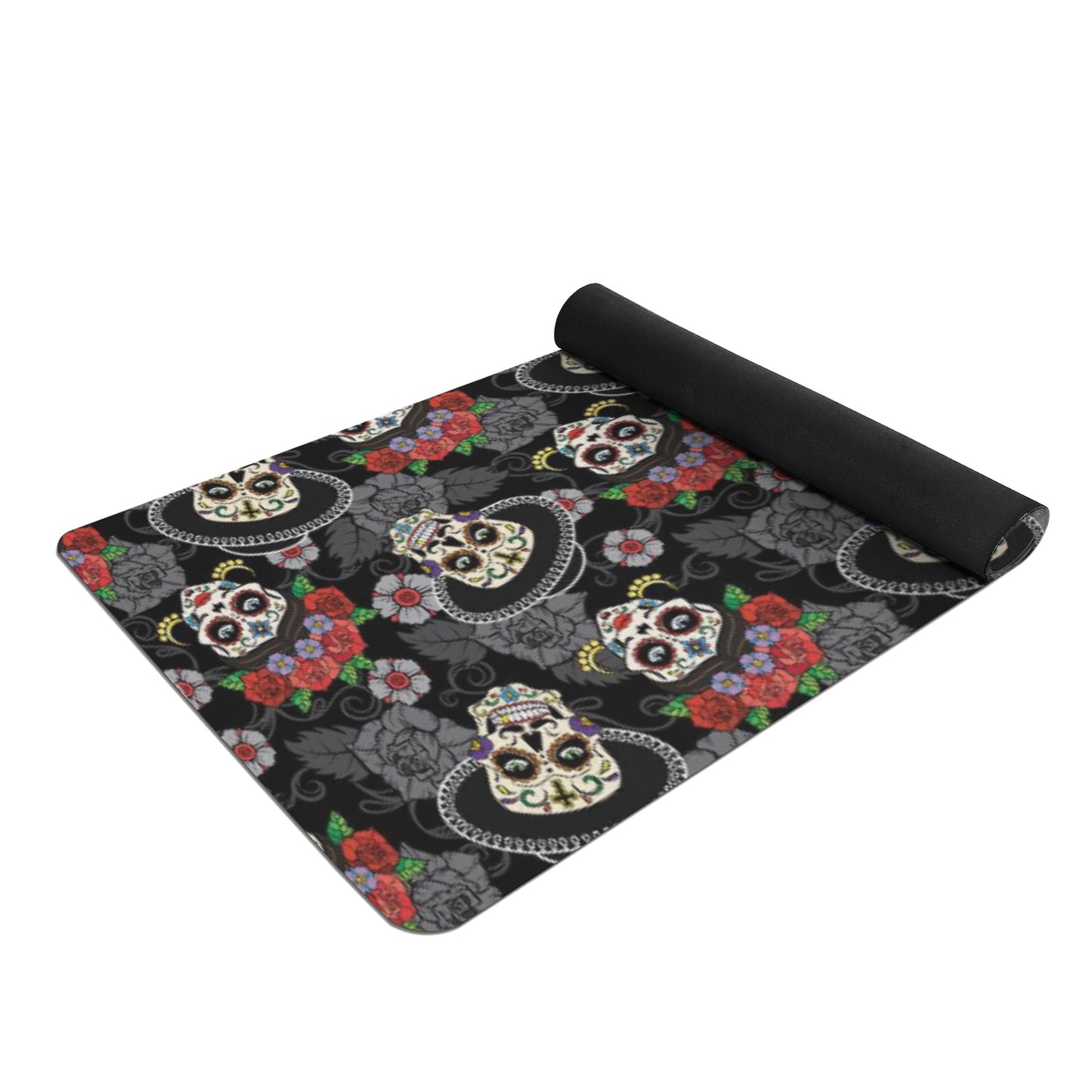 Sugar skull day of the dead Rubber Yoga Mat