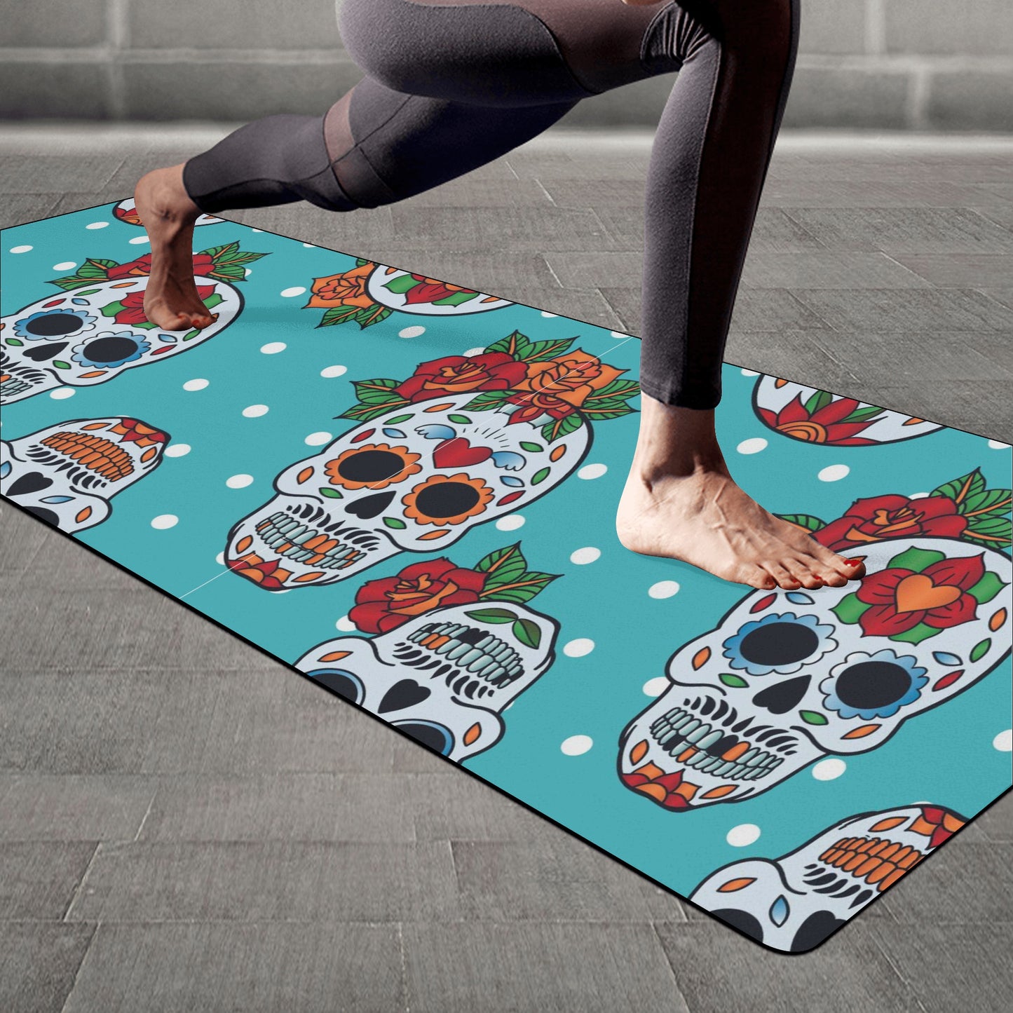 Sugar skull day of the dead Rubber Yoga Mat