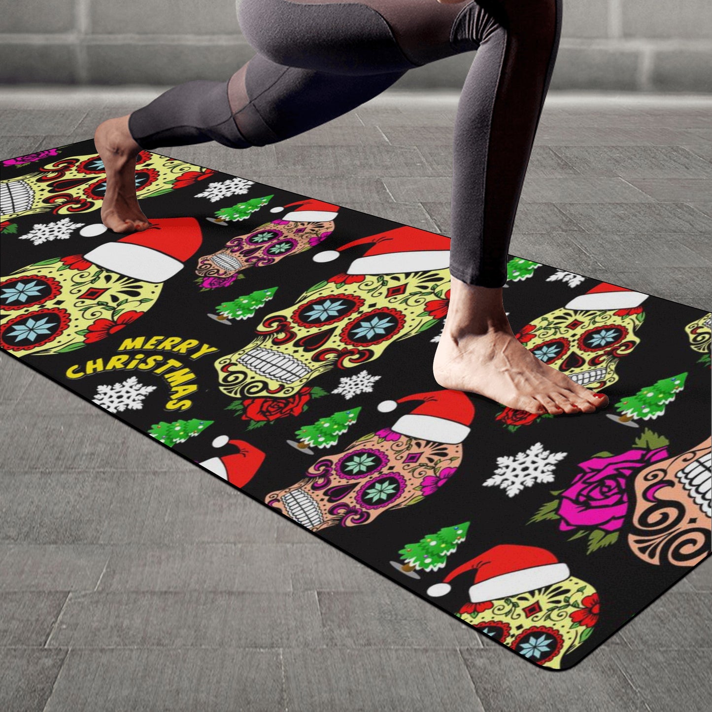 Sugar skull day of the dead Rubber Yoga Mat