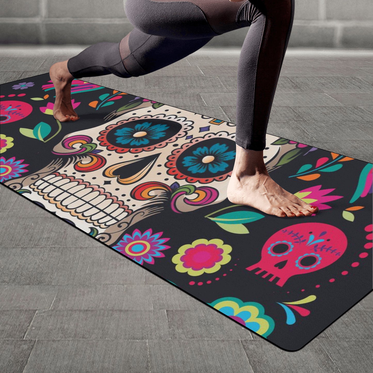 Sugar skull day of the dead Rubber Yoga Mat