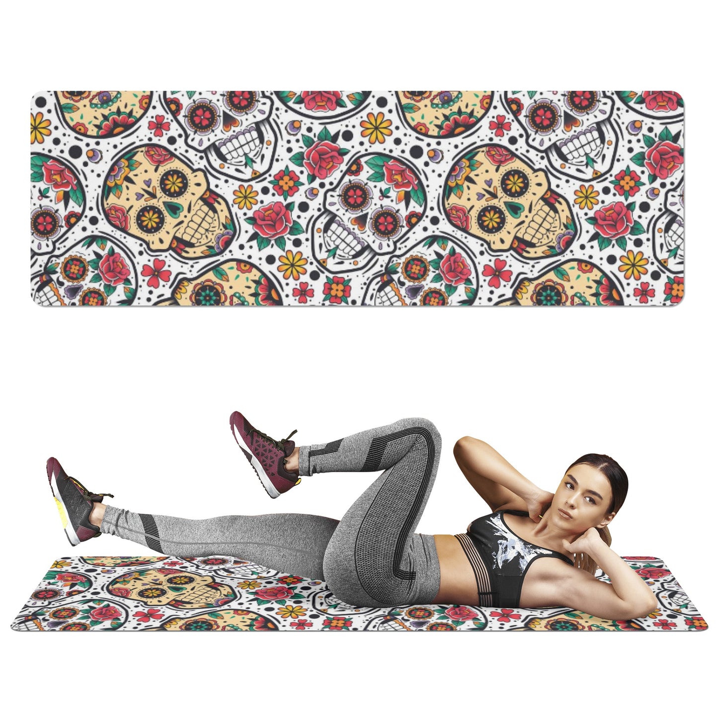 Sugar skull day of the dead Rubber Yoga Mat