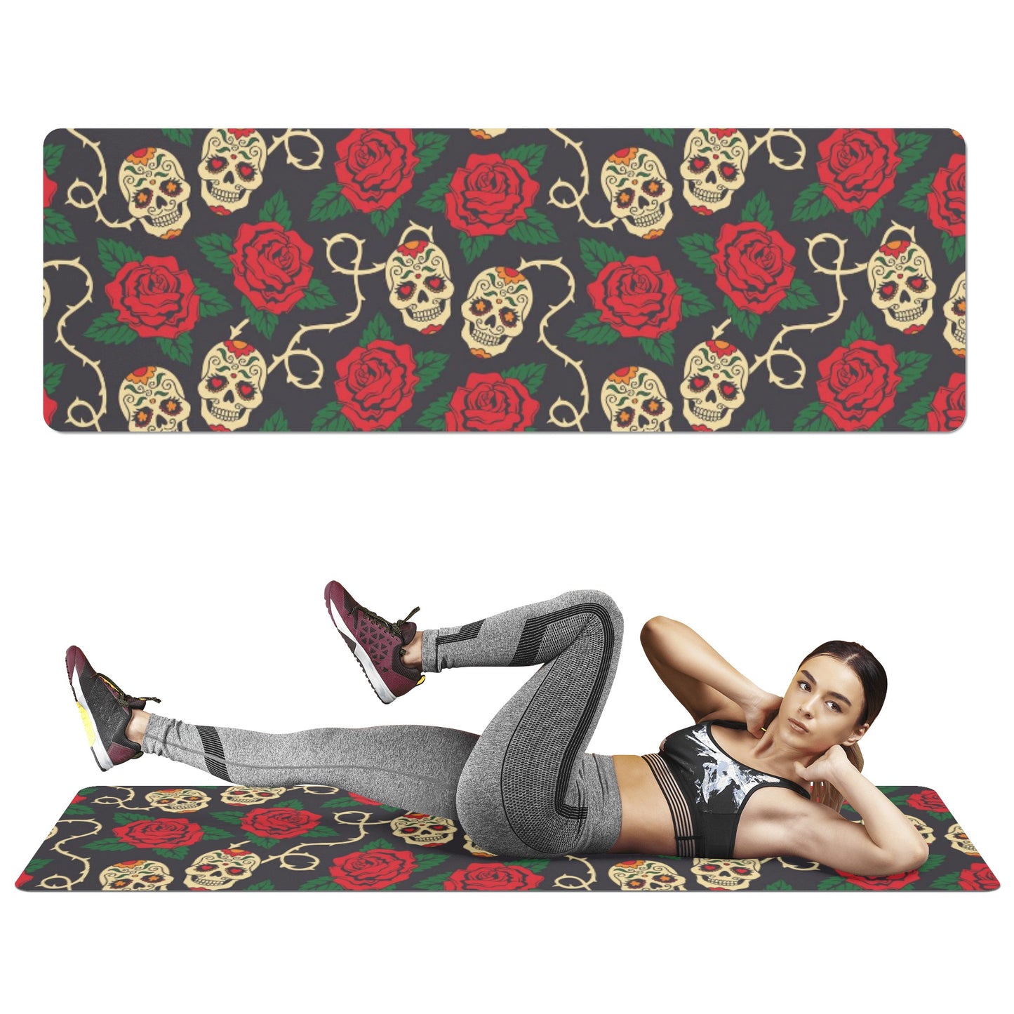 Sugar skull day of the dead Rubber Yoga Mat