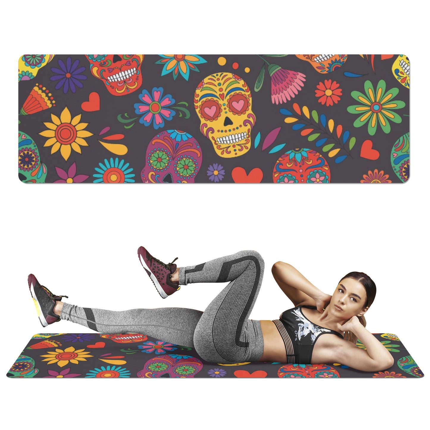 Sugar skull day of the dead Rubber Yoga Mat
