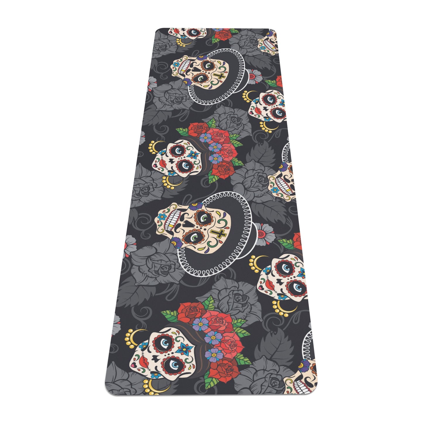 Sugar skull day of the dead Rubber Yoga Mat