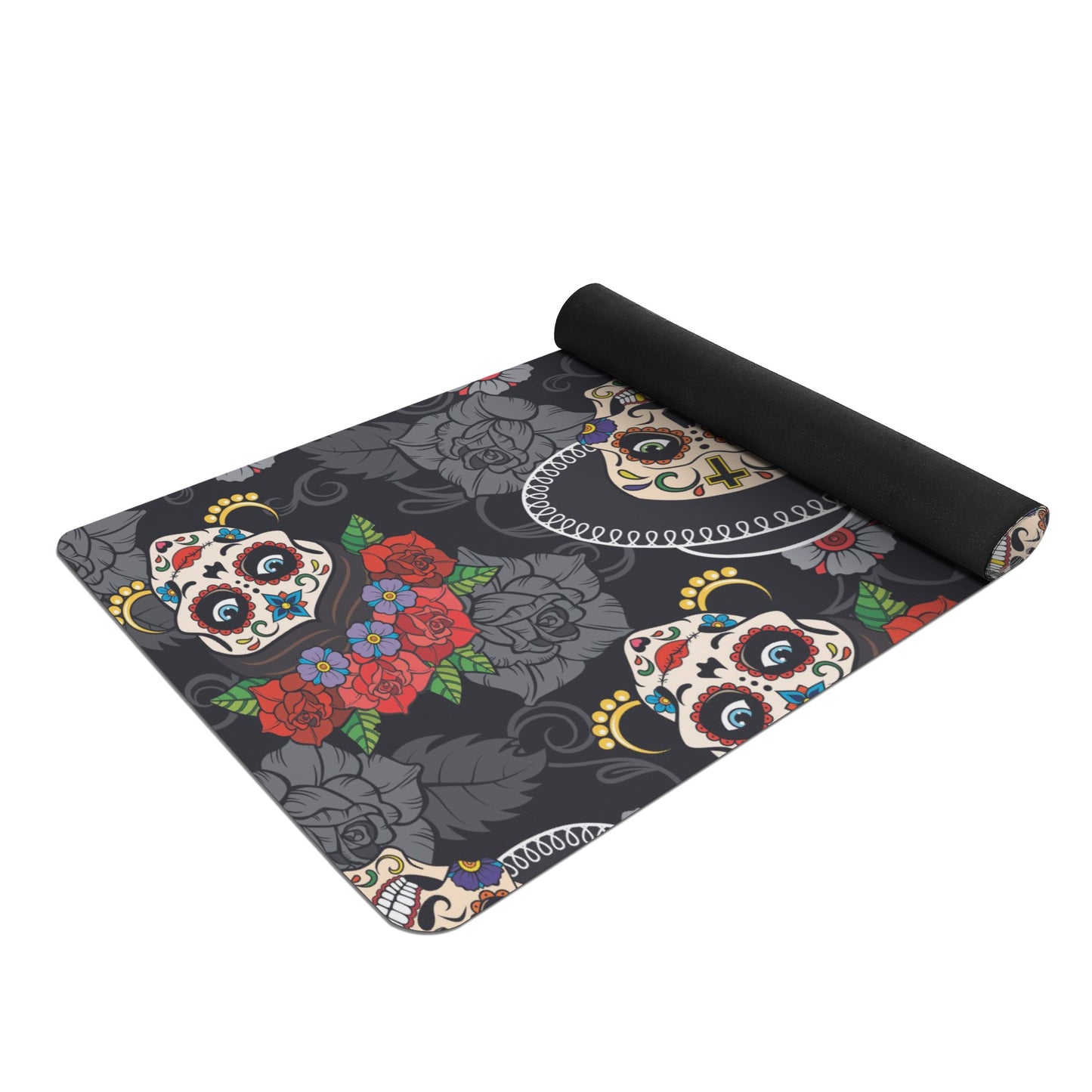Sugar skull day of the dead Rubber Yoga Mat
