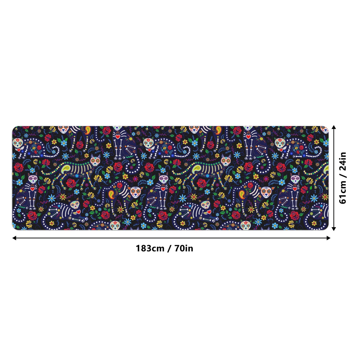 Sugar skull day of the dead Rubber Yoga Mat
