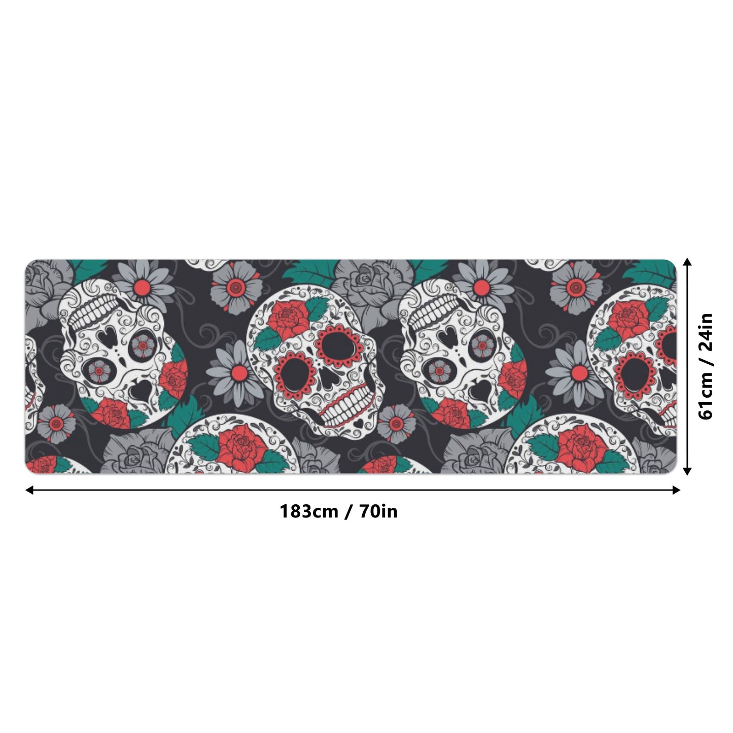 Sugar skull day of the dead Rubber Yoga Mat