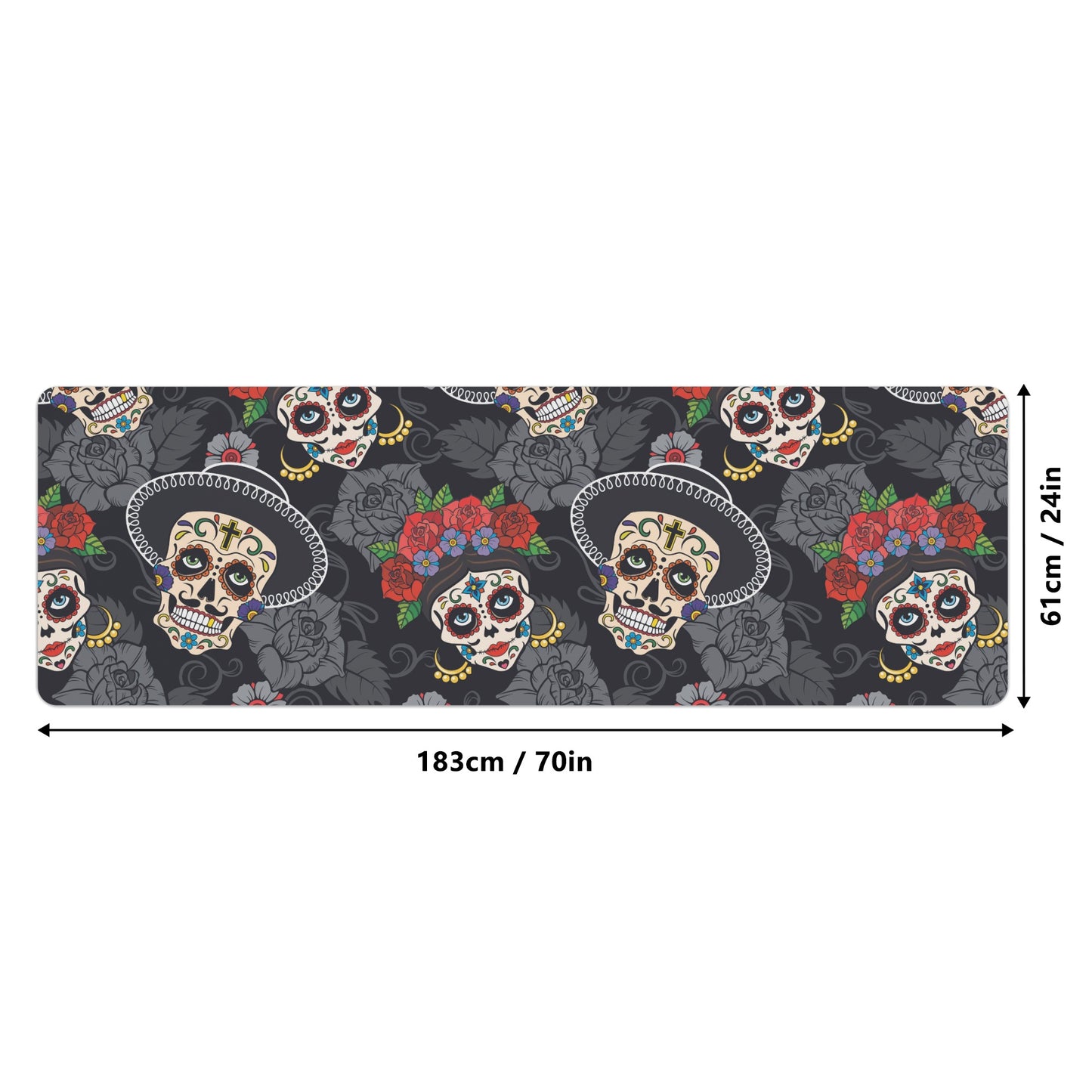 Sugar skull day of the dead Rubber Yoga Mat