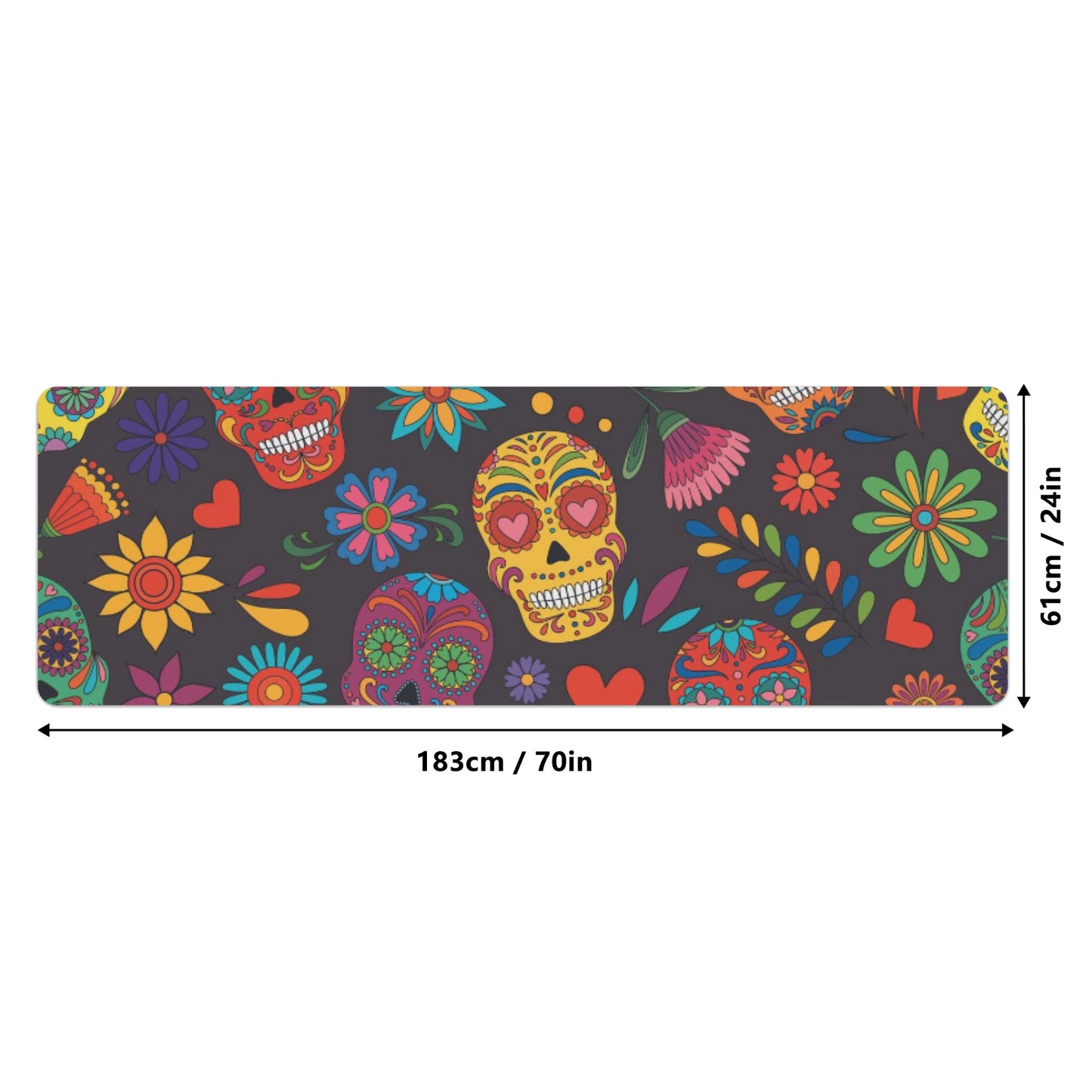 Sugar skull day of the dead Rubber Yoga Mat