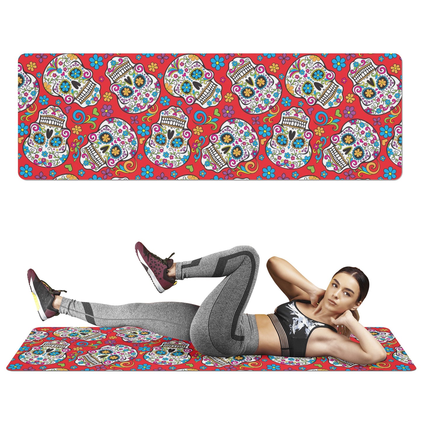 Sugar skull day of the dead Rubber Yoga Mat