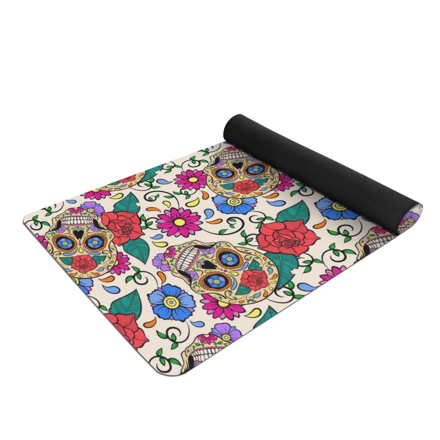 Sugar skull day of the dead Rubber Yoga Mat