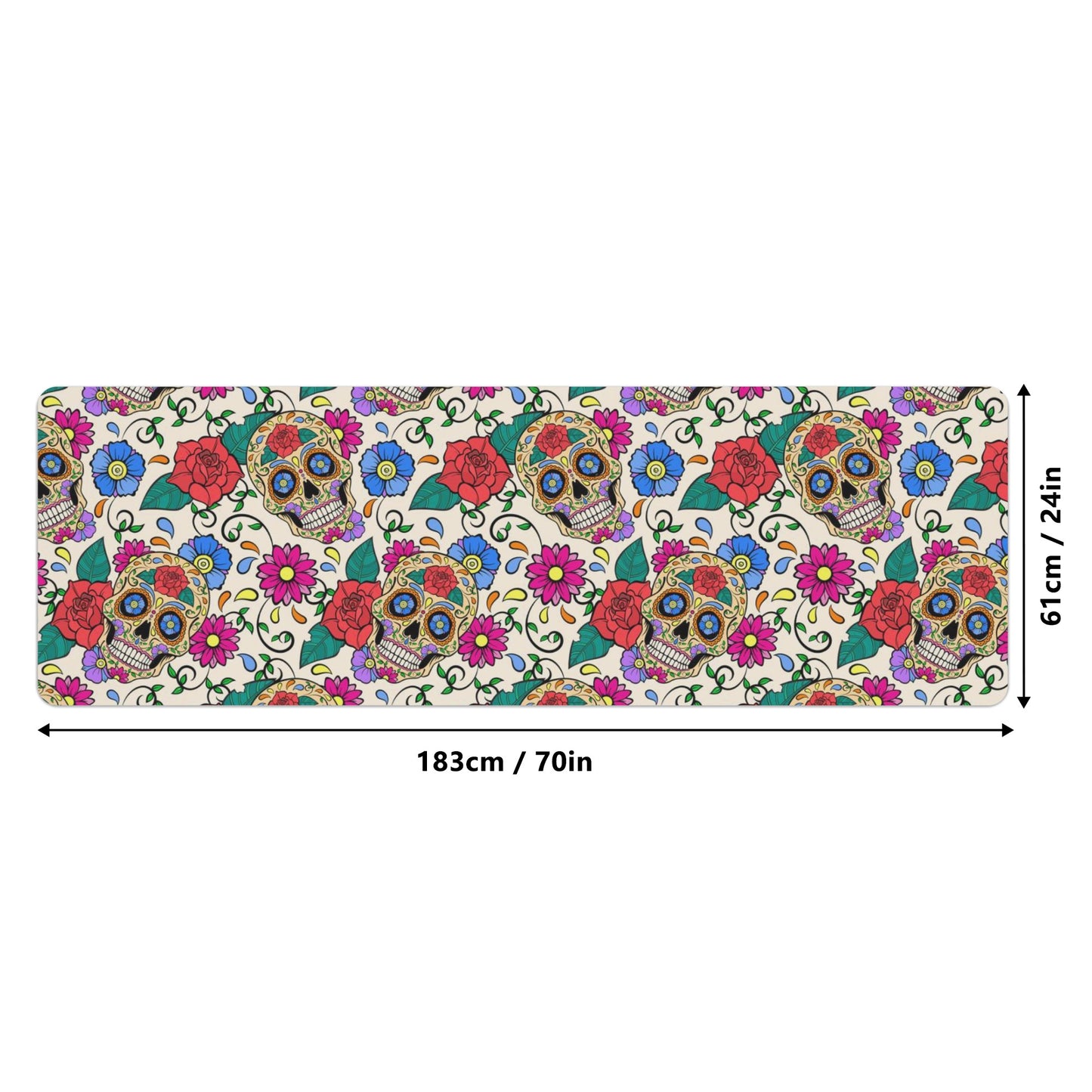 Sugar skull day of the dead Rubber Yoga Mat