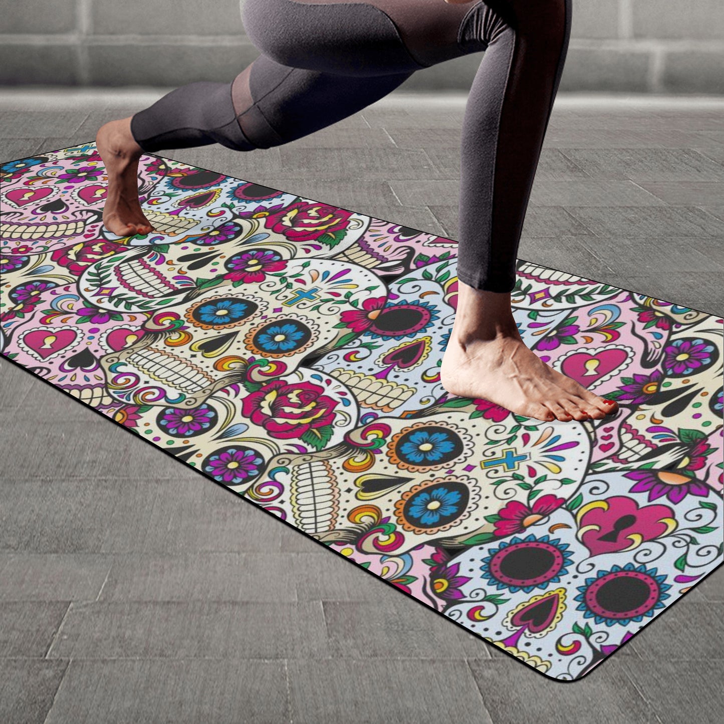 Sugar skull day of the dead Rubber Yoga Mat