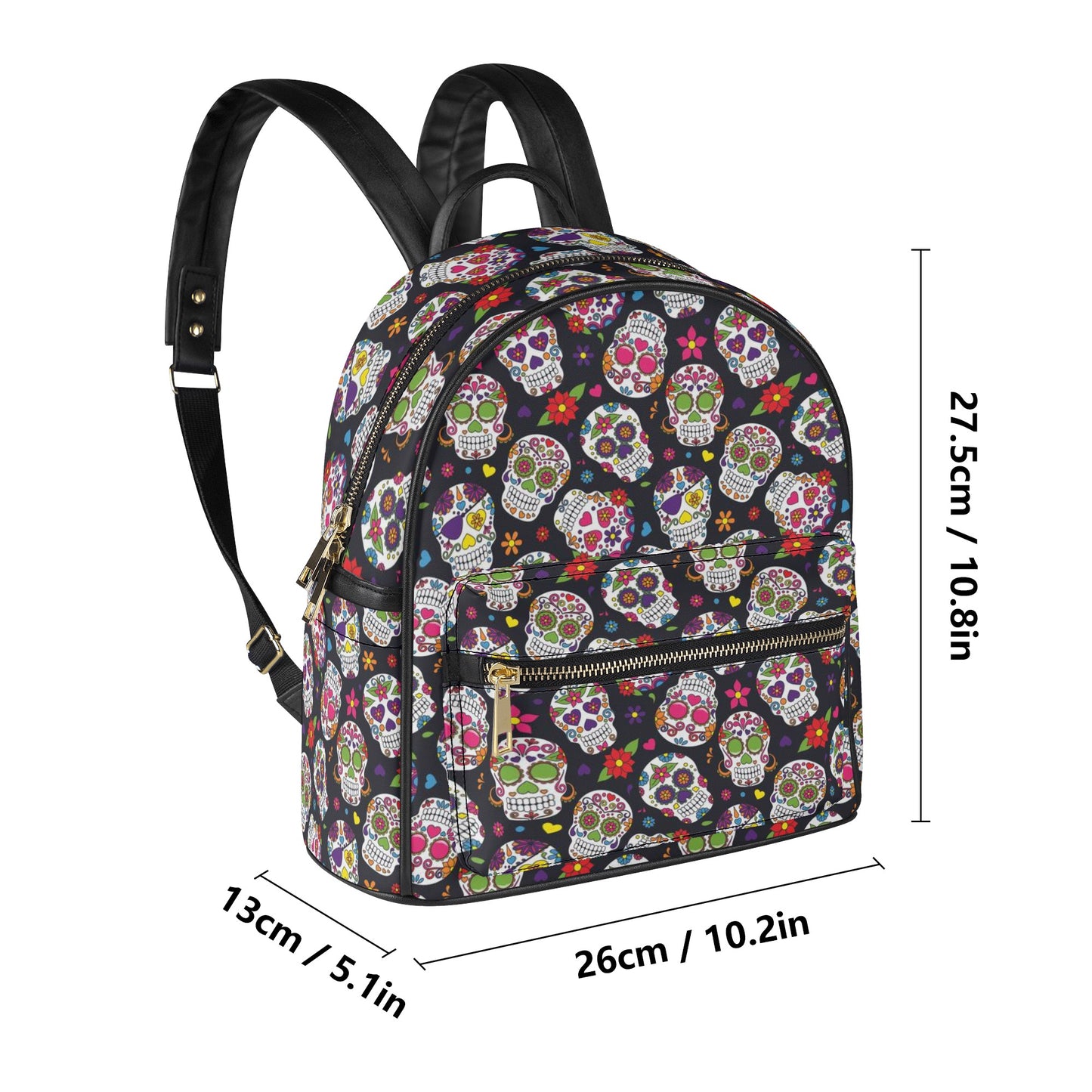 Day of the dead sugar skull Women's Casual PU Backpack