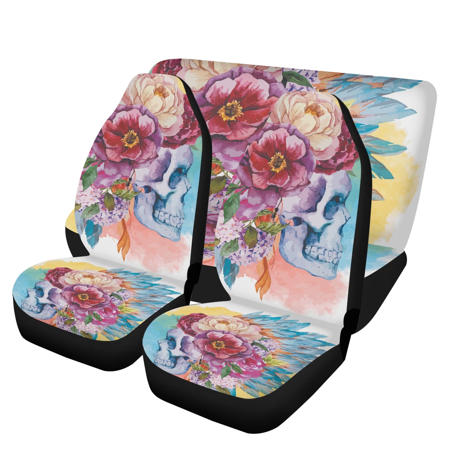 Calaveras skull car seat cover, floral skull washable car seat covers, sugar skull rug for car, mexican skull car seat protector, dia de los