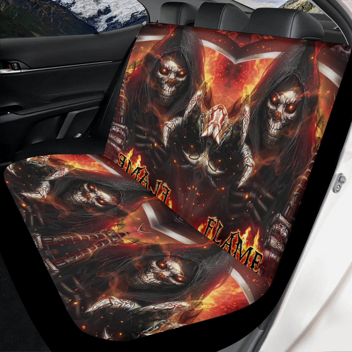 Flaming skull car mat, rose skull washable car seat covers, death skull rug mat for car, punisher skull car mat, flaming skull mat for vehic