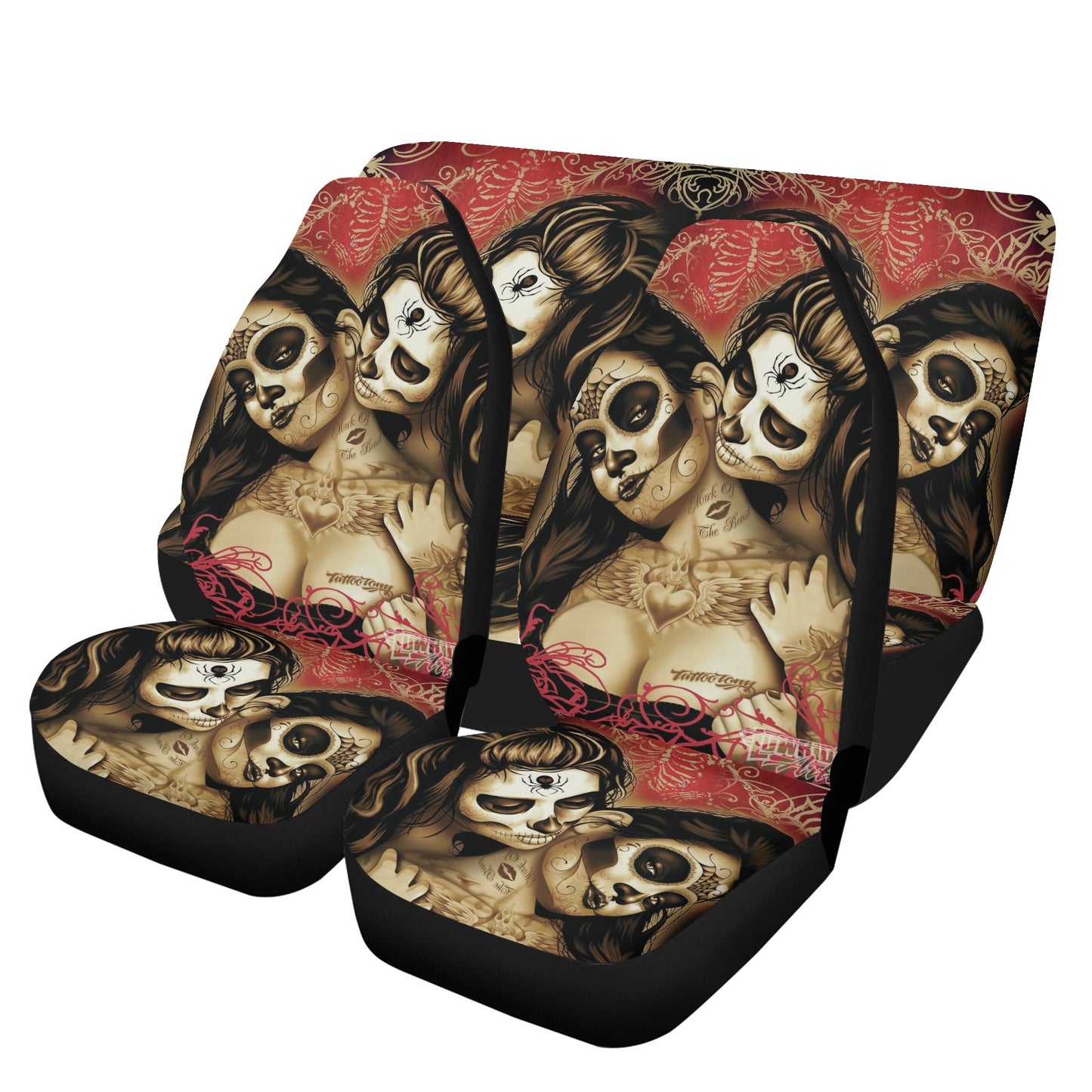 Candy skull car seat tool, floral sugar skull car mat flooring, day of the dead car mat, floral skull car seat protector, sugar skull car pr