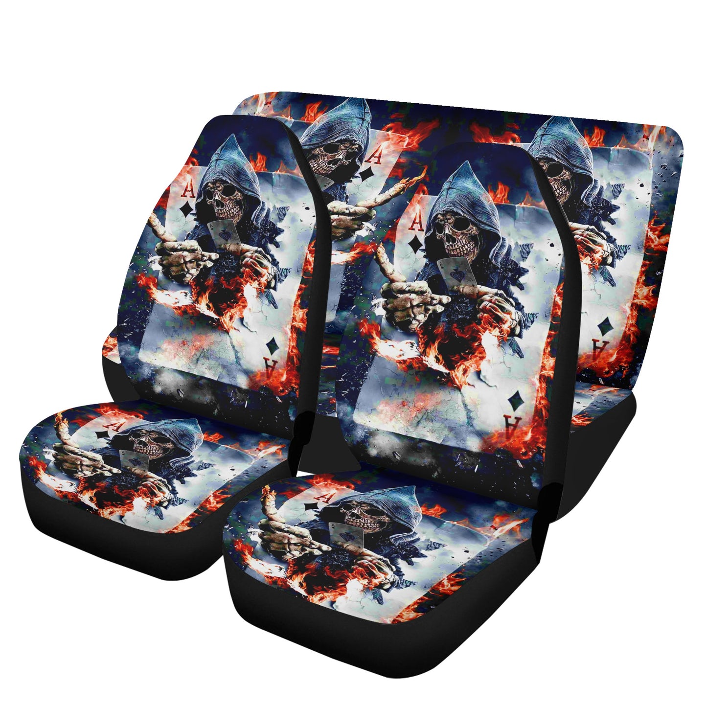 Goth car tool, goth cover cushion accessories for Cars, skull car seat protector cover, flaming skull car protector, motorcycle skull washab