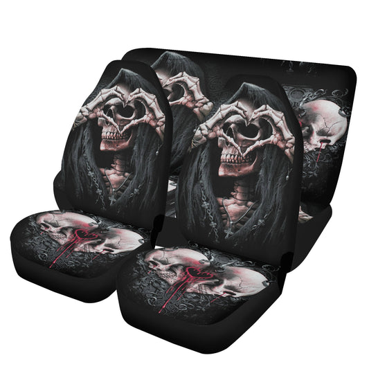 Death skull car mat, death skull seat cover for car, flame skull car seat cover full set, christmas skull car seat tool, biker skull car pro