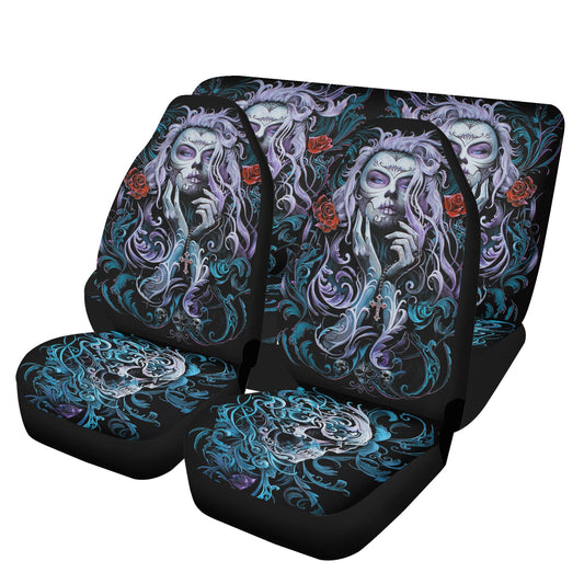 Calaveras skull car floor mat, sugar skull seat cover protector, sugar skull mat for car, mexico car mat, floral skull car floor mat, cinco