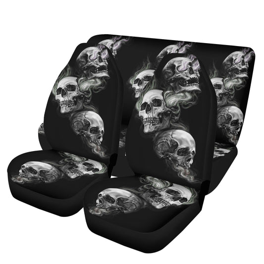 Evil seat cover for truck, evil car mat, goth car mat flooring, flaming skull car tool, skull in fire car seat cover, horror car floor mat,