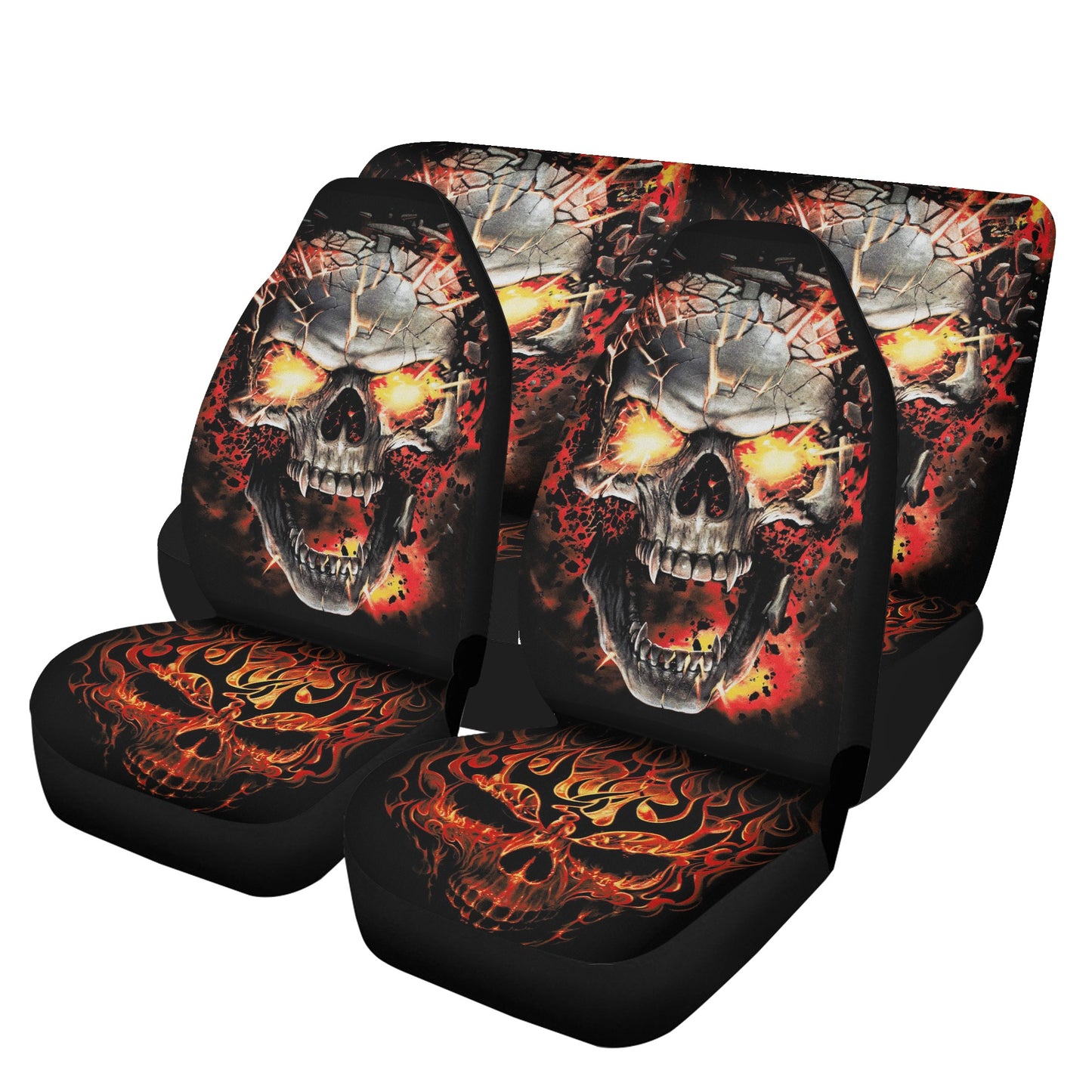 Flaming skull car protector, floral skull seat cover for truck, flame skull car protector, punisher skull slip-on seat covers, skull mat for
