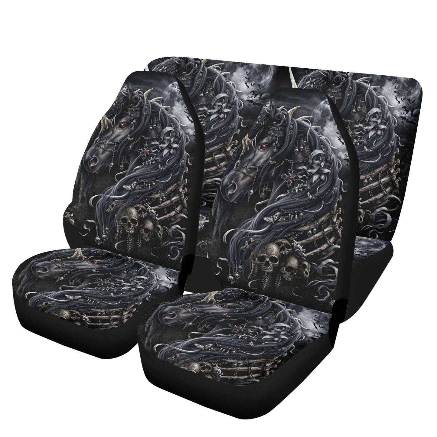Floral skull car rug, goth mat for vehicles, christmas skull car seat cover full set, grim reaper mat for car, skull floor mat for car, hall