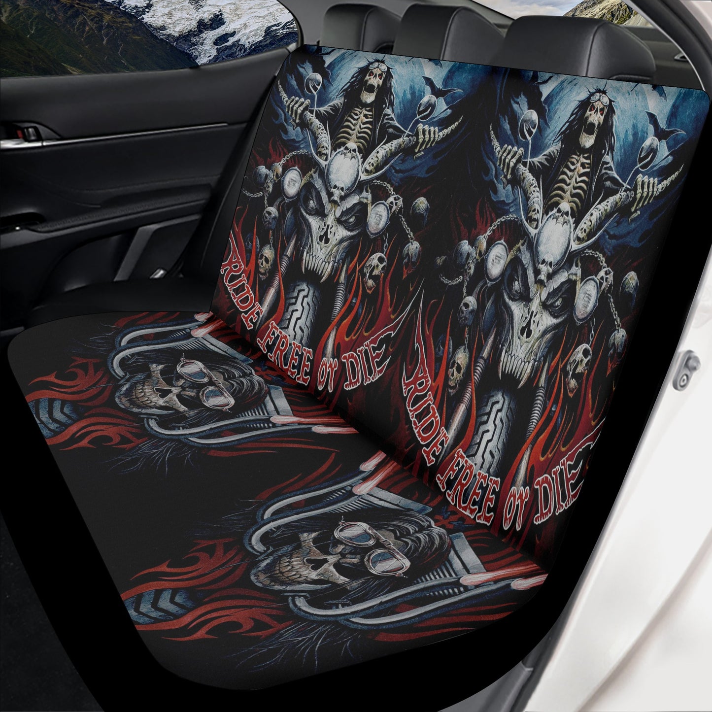Gothic skull floor mat for car, rose skull car accessories, evil truck seat cover, punisher skull washable car seat covers, goth slip-on sea