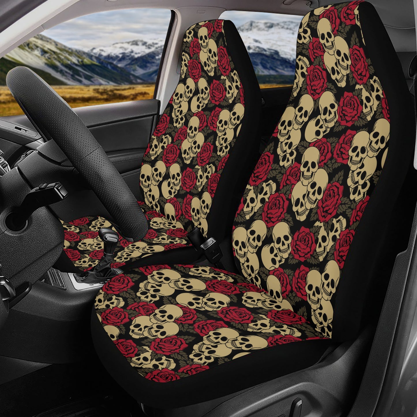 Death skull car seat protector cover, biker skull seat cover for vehicles, punisher skull washable car seat covers, evil rug mat for car, bi
