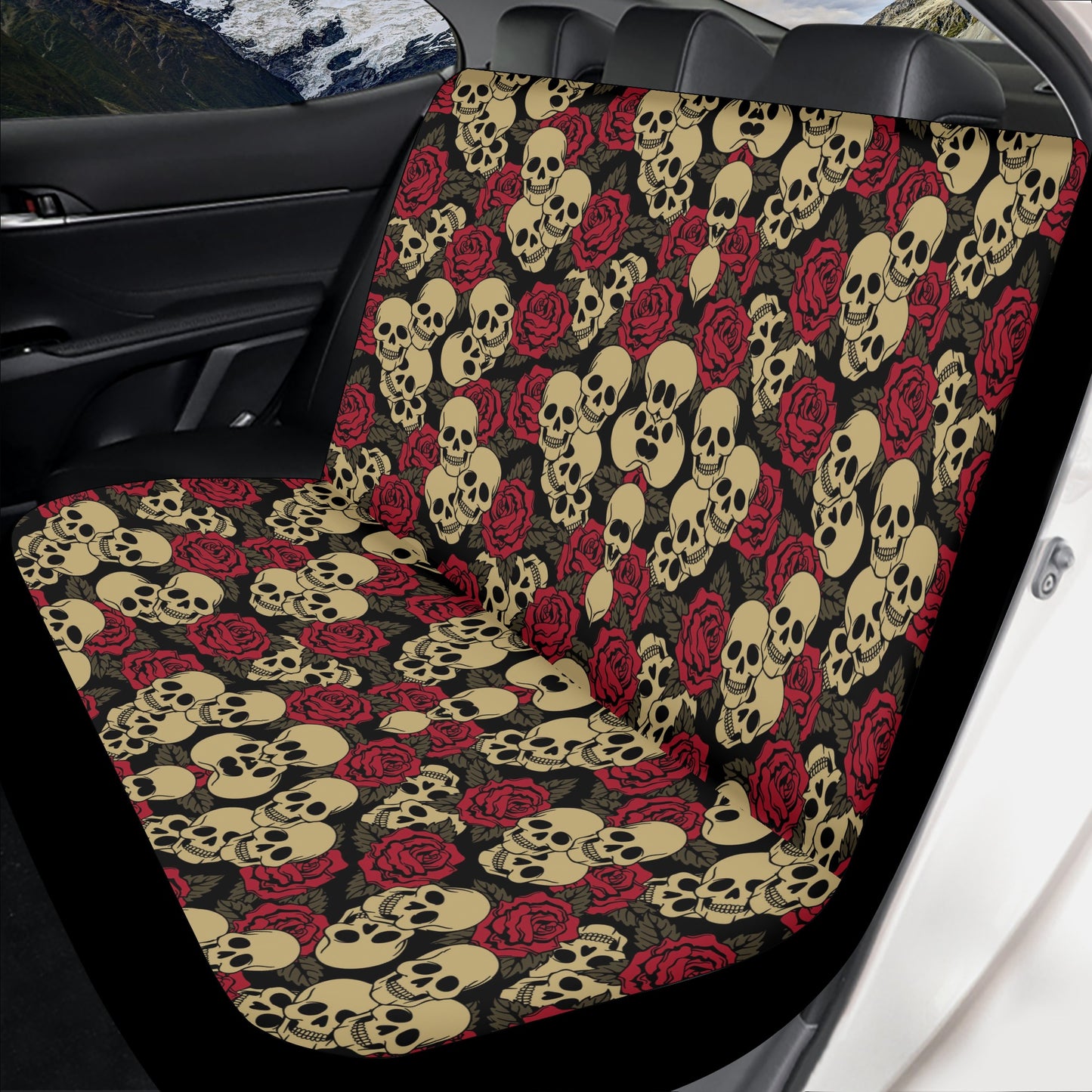 Death skull car seat protector cover, biker skull seat cover for vehicles, punisher skull washable car seat covers, evil rug mat for car, bi
