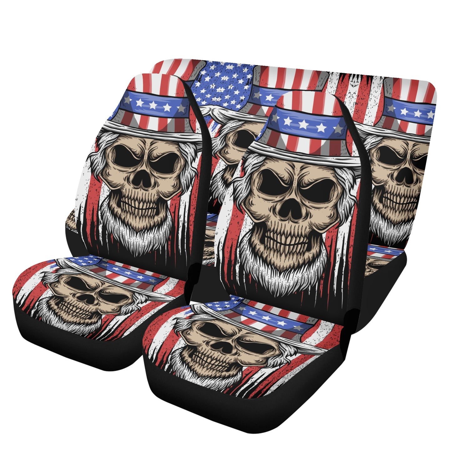 Horror front and back car seat covers, skull car floor mat, christmas skull mat for vehicles, halloween car mat flooring, grim reaper seat c