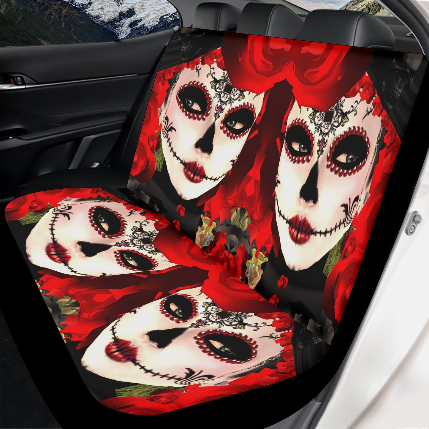 Day of the dead mat for vehicles, mexican skull car protector, day of the dead truck seat cover, sugar skull girl mat for vehicles, candy sk