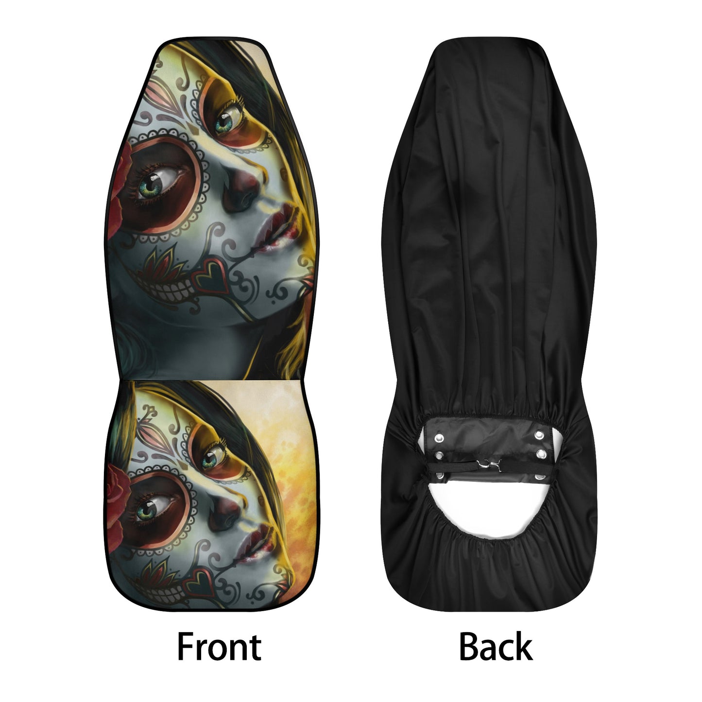 Dia de los muertos skull car mat flooring, candy skull cover cushion accessories for Cars, sugar skull seat cover for truck, mexico car seat