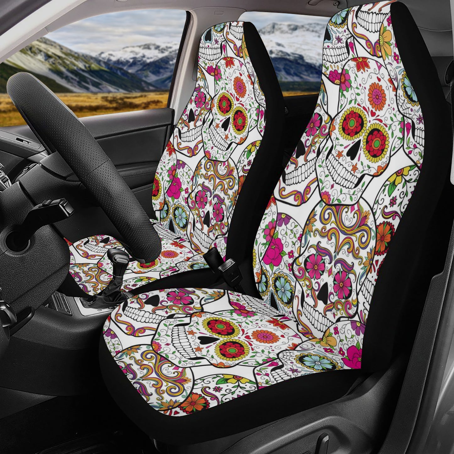 Mexico car floor mat, candy skull car seat cover full set, mexican skull seat cover for car, mexico car seat cover, mexico car protector, ca