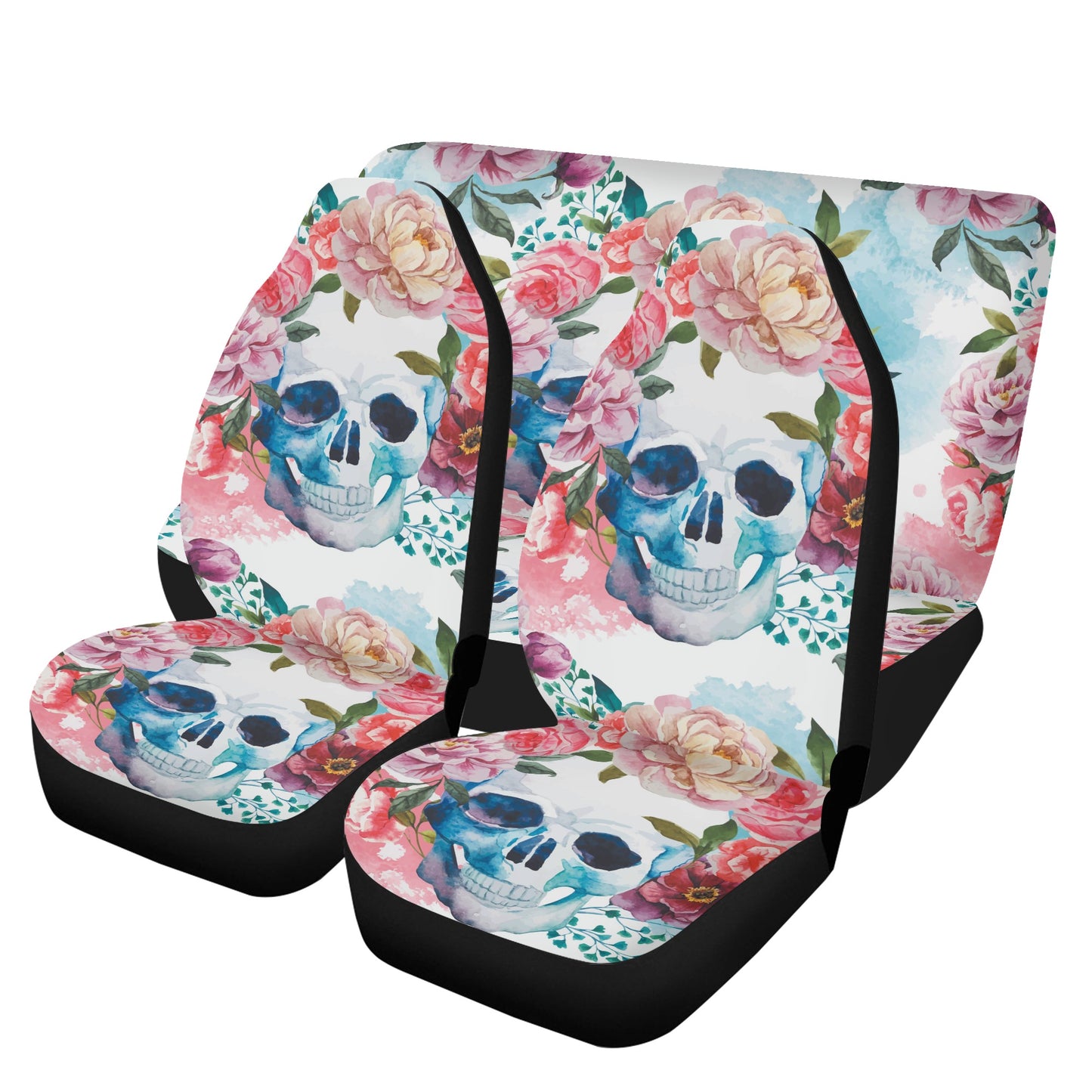 Car Seat Cover SetSugar skull girl seat cover for car, sugar skull seat cover for truck, dia de los muertos skull slip-on seat covers, cinco de mayo skull rug