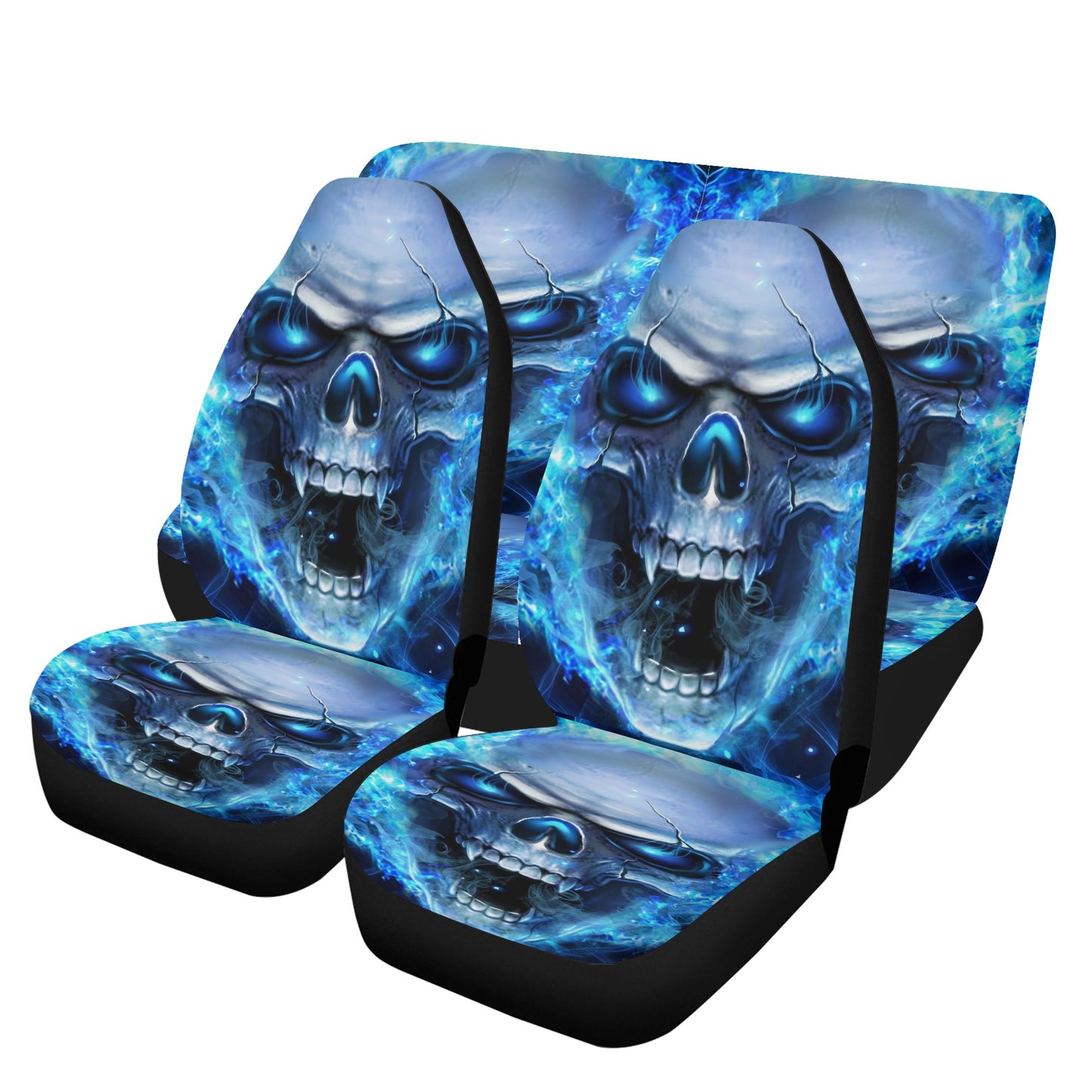 Halloween front and back car seat covers, motorcycle skull slip-on seat covers, skeleton front and back car seat covers, horror car mat, ske